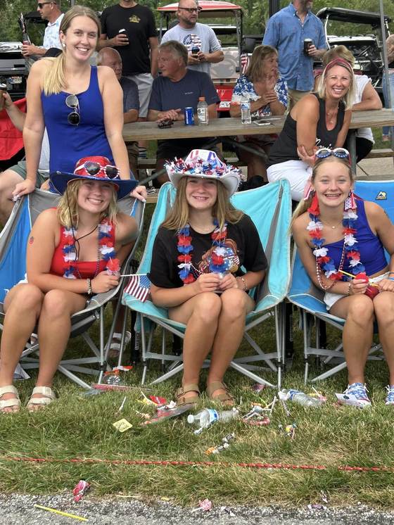 Friends dressed up in red, white and blue
