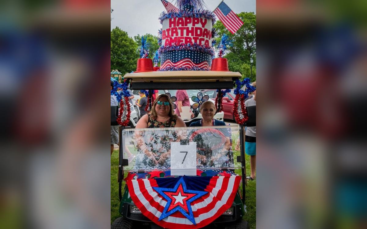 Decorated golf cart