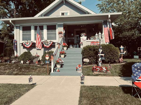 House decorated for the Fourth of July